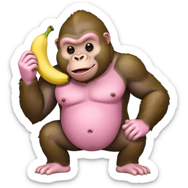 A light pink emoji gorilla holding a banana sticker
