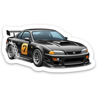 Emoji of a drifting car on a race track with tire smoke sticker