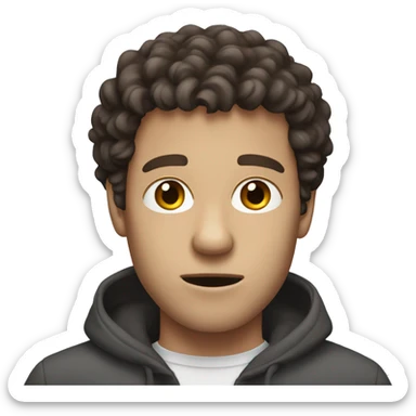 A white man with dark brown curly hair was scared sticker