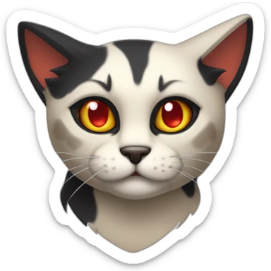 Halloween Meowscles is a buff anthropomorphic calico  cat  he has a shadow design with black  jeans and red crimson  eyes sticker