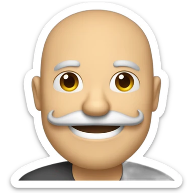 Hombre de 50 años de edad con pelo largo y bigote sonriendo sticker