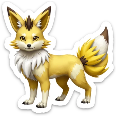 Feral Quadrupedal Digitigrade Jolteon-Lycanroc-Furret-Renamon-Zeraora-Vernid-Sergal-fusion-hybrid-creature, full body  sticker
