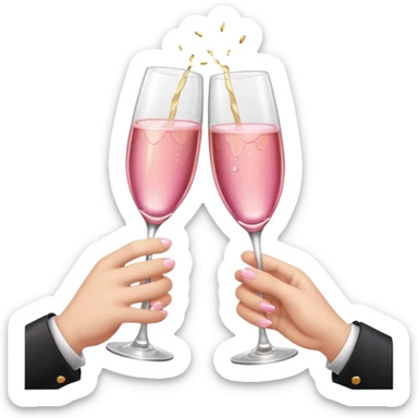 champagne glasses with pink champagne giving cheers with two hands with five fingers sticker