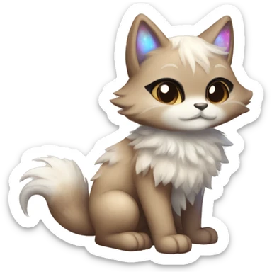 Furry, sparkle, iridescent, colorful, pastel, edgy, cool, fantasy beautiful, brown, beige, white, divine, godly, angelic, animal, anthro, full body, fursona, feline sticker