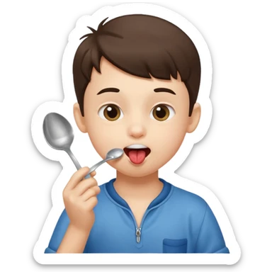 Sassy boy licking spoon sticker