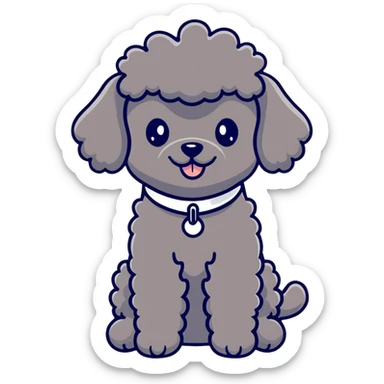 cute black french poodle with classic poodle pompoms sticker