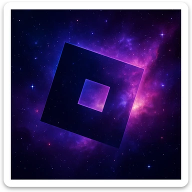Transform the Roblox logo into a space theme with stars, galaxy colors, and cosmic effects, while keeping the logo shape clear and recognizable. sticker