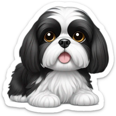 Black and white only shih tzu wearing shoes on paws sticker