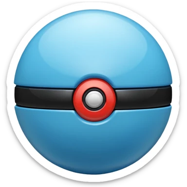 vibrant blue pokeball emoji with a black stripe and highlights sticker