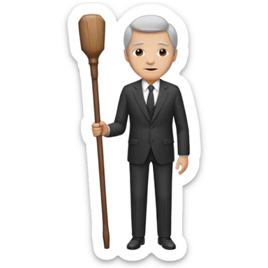 Give me a suit with pants and a wooden old age stick  sticker