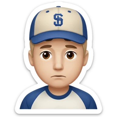 Una carita triste con una gorra de base pro show i q se llame rober sticker