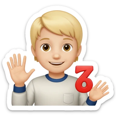 A Lil kid holding 6 7 sticker