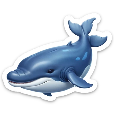 Meme-Worthy Cute Sleeping Humpback Whale Portrait Emoji, Head resting peacefully with a contented smile, showcasing an enormous blue-gray body with gently drifting pectoral fins and eyes softly closed in serene slumber, Simplified yet adorably endearing features, highly detailed, glowing with a soft, drowsy deep-sea light, high shine, relaxed and utterly lovable, stylized with an air of playful oceanic laziness, soft glowing outline, capturing the essence of a sleeping humpback whale that feels destined to become the next viral icon of adorable marine rest! sticker