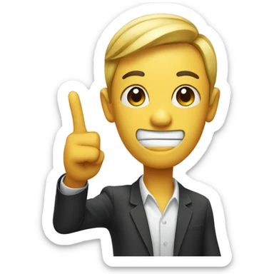 Emoji holding up pointer finger with straight face sticker
