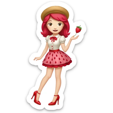 pretty and cute realistic modern day strawberry shortcake full body with high heels sticker