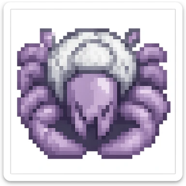 hermit crab should be light violet and the shell should be white, pixel art style sticker