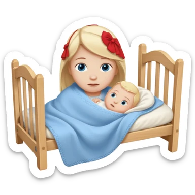 blond blue eye newborn in crib sticker
