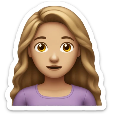 Make 2 emoji: 1. A light-skinned girl with long brown hair, looking stressed.
 sticker
