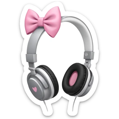 White headphones with pink bow sticker