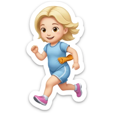 infant girl running sticker