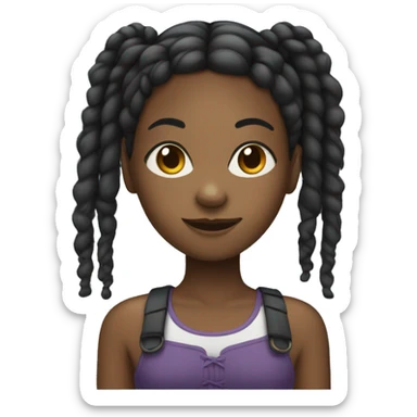 black girl with two dreadlocks pigtails sticker