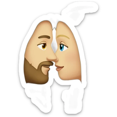 couple kissing -consisting-a-white-girl-with-dark-long-straight-hair,and-a-white-man-with-blonde-hair-blue-eyes-and-beard sticker