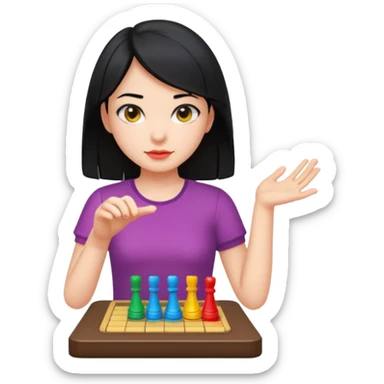 girl with black hair in short sleeves as a game piece sticker