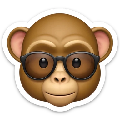 Make a suspicious emoji  that looks like a monkey in a mafia with mafia black glasses sticker