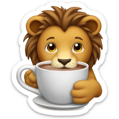 Lion drinking hot chocolate  sticker