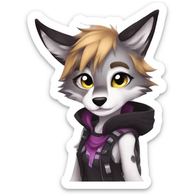 Edgy anthro tomboy furry by Falvie, LiLaiRa, griffsnuff, AngieWolf sticker