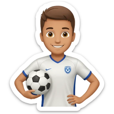 a guy with soccer equipment and a soccer ball ready for a pickup game sticker