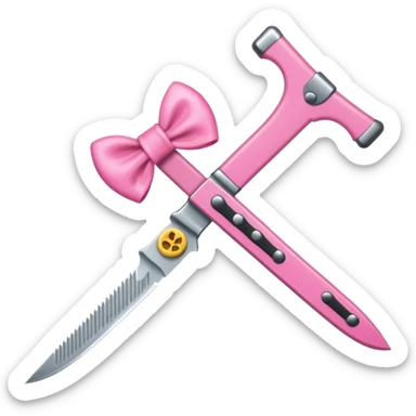 Pink bow knife sticker