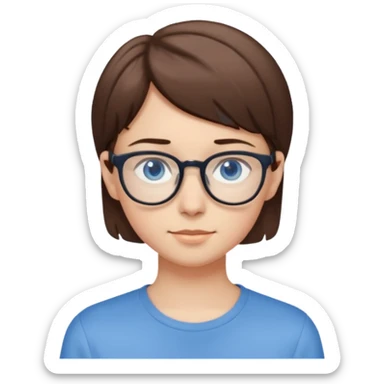 adolescent taille moyenne corpulence maigre cheveux chatain court yeux bleus lunettes sticker