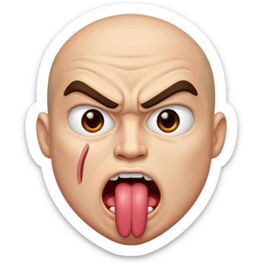an angry face with his tounge sticking out sticker