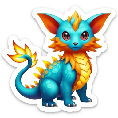 Elemental magical colorful exotic animesque Pokémon-Fakémon-animal-creature sticker