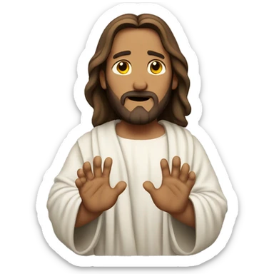 jesus shrugging with hands  sticker