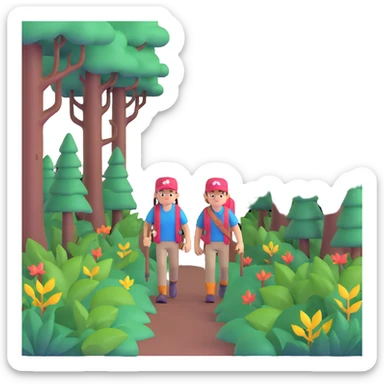 adventurer walking through a magical forest sticker