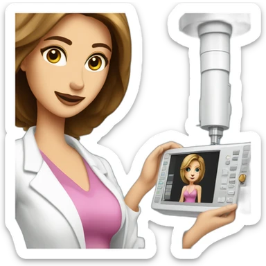 Posh-Radiologist-performing-breast-mammography-to-leni-klum sticker