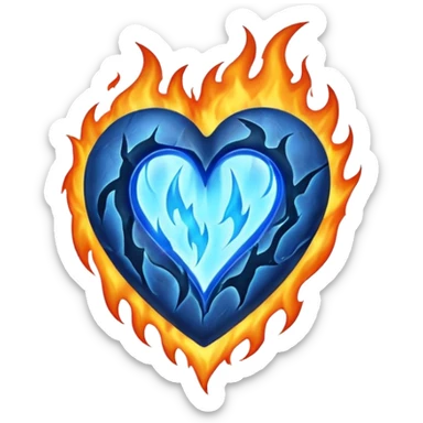 make exactly the emoji like"❤️‍🔥" but the heart is black and flames are blue sticker