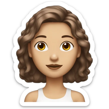 jeune femme de couleur de peau blanche avec de grosse poitrine et des cheveux marron sticker