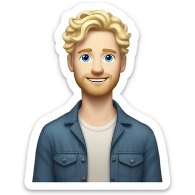 full body light curl blonde 30yo man blue eyed pale skin sticker