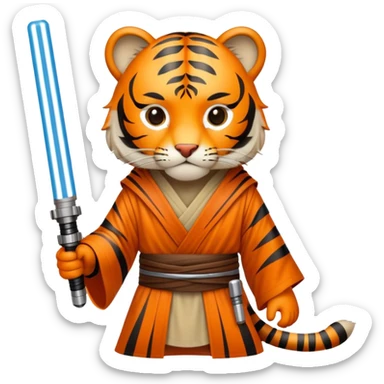 Tiger jedi knight with lightsaber sticker