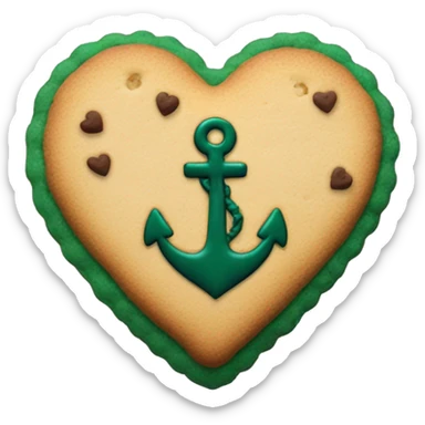 cookie heart with dark green anchor sticker