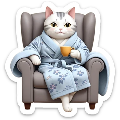 Here’s a related prompt with a similar theme of surreal humor and chaos:

"A cheerful cartoon cat lounges in a recliner, wearing a cozy bathrobe and sipping tea from a delicate cup. Meanwhile, the room around it is in complete disarray—furniture overturned, wallpaper peeling, and water flooding from a broken vase. The cat casually says, 'This is fine,' as the chaos escalates behind it."

This prompt plays with the same ironic calm-in-chaos concept, with a whimsical twist. sticker