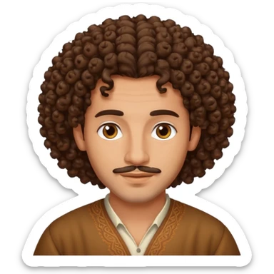 One moroccan guy with curly hair and brunette, beautiful sticker