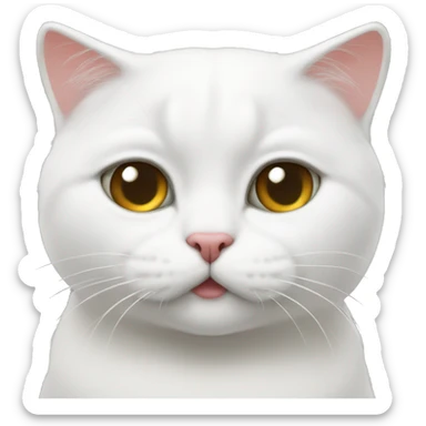 White British cat kisses  sticker