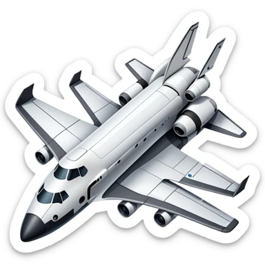 An icon featuring a collage of a space shuttle, a drone, and an airplane, symbolizing aerospace technology. The design includes rocket engines, wings, and flight paths, representing advancements in aviation and space exploration. Transparent background highlights cutting-edge aerospace engineering. sticker