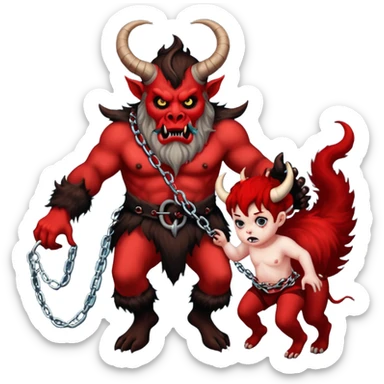 krampus dragging a kid to hell sticker