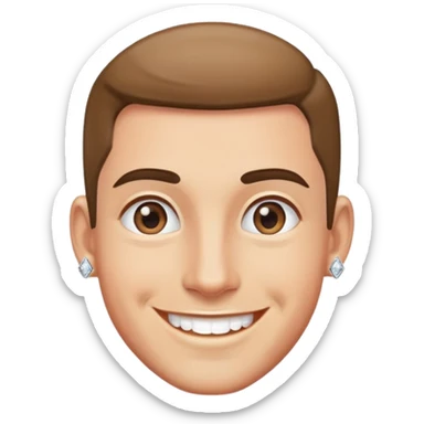 smiling man wearing diamond stud earrings sticker