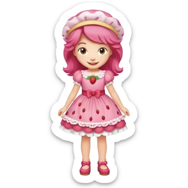 pretty and cute realistic modern day cartoon character strawberry shortcake full body sticker